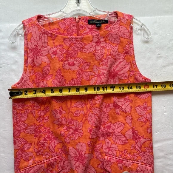 Brooks Brothers Women's Pink Orange Floral Print Zip Summer Shift Dress Sz 4 EUC - Picture 3 of 8
